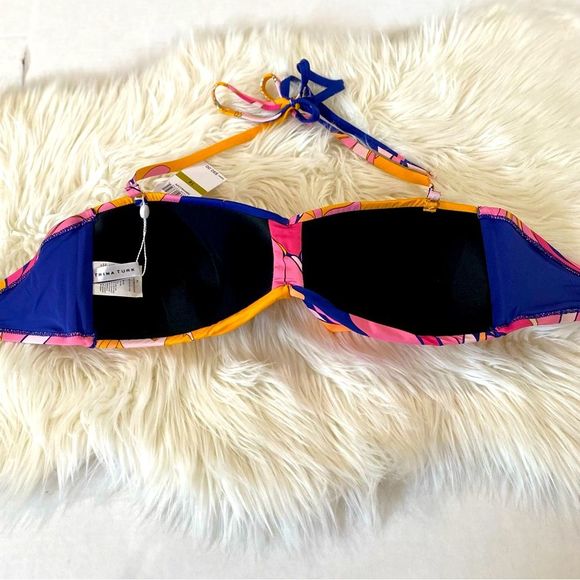 Trina Turk Breeze Multi Beach Twist-Front Bandeau Swim Bikini Top Size 14 - Picture 6 of 10